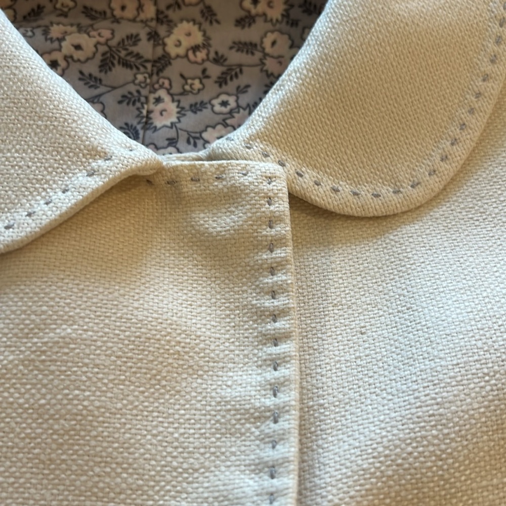 EUC BODEN jacket in linen/cotton blend. Creamy white, pick-stitched in grey - Picture 12 of 12
